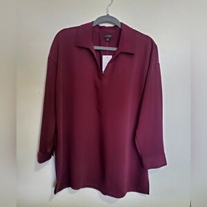 J.Jill Eggplant Wearever Collection Blouse